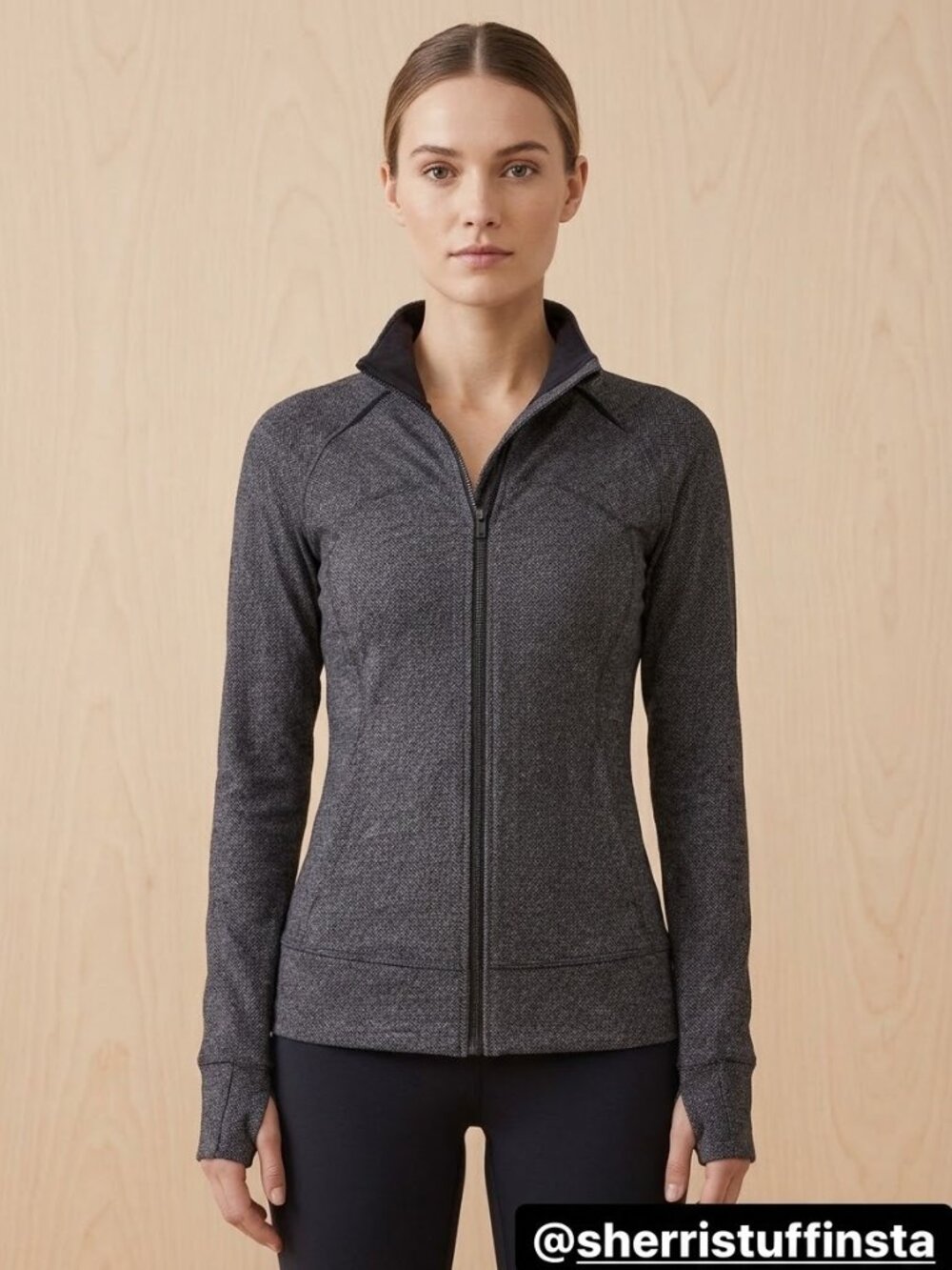 NWOT Lululemon Kanto Catch Me 1/2 Zip Herringbone Black Grey Pullover Top 8 M